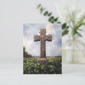 Carte Postale Croix Ornée Monument Trèfles Shamrocks (Debout devant)