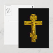 Carte Postale Croix orthodoxe russe dorée (Devant / Derrière)