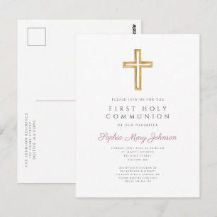 Carte Postale Croix Rose Poussiéreuse Communion Solennelle Garço