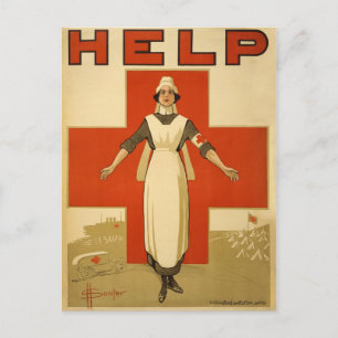 Carte Postale Croix-Rouge Infirmière de terrain Poster Aide à la