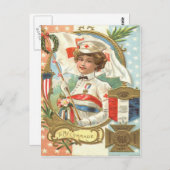 Carte Postale Croix Rouge Infirmière Fleurs Wreath (Devant / Derrière)