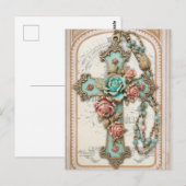 Carte Postale Croix vintage et fleurs (Devant / Derrière)