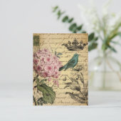 Carte Postale cropt hydrangea bird french botanical (Debout devant)