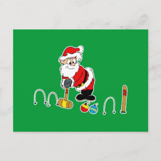 Carte Postale Croquet de père Noël avec ornements