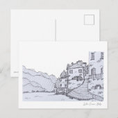 Carte Postale Croquis à la main du lac de Côme (Devant / Derrière)