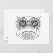 Carte Postale Croquis adorable de Chouette noire et blanche (Devant / Derrière)