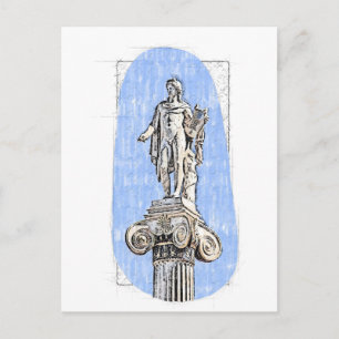 Carte Postale Croquis aquarelle de la statue d'Apollon