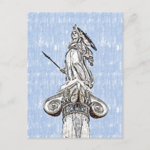 Carte Postale Croquis aquarelle de la statue d'Athéna