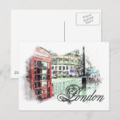 Carte Postale Croquis couleur Londres (Devant / Derrière)