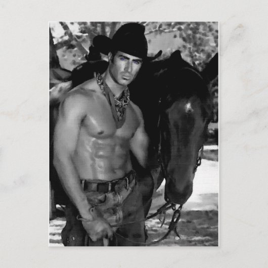 Carte Postale Croquis : Cowboy & Horse (Devant)