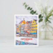 Carte Postale Croquis d'aquarelle de voyage de Copenhague Danema (Debout devant)