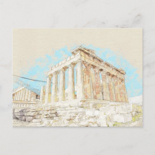 Carte Postale Croquis de Acropolis Hill à Athènes, Grèce (Devant)