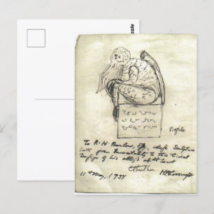 Carte Postale Croquis de Cthulhu par Lovecraft Postcard