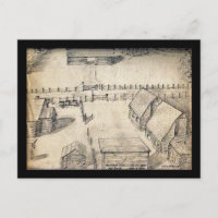 Carte postale Croquis de ferme des années 1940