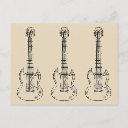 Carte Postale Croquis de guitare (Devant)