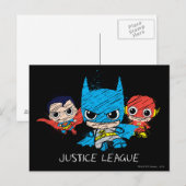 Carte Postale Croquis de la Mini Justice League (Devant / Derrière)