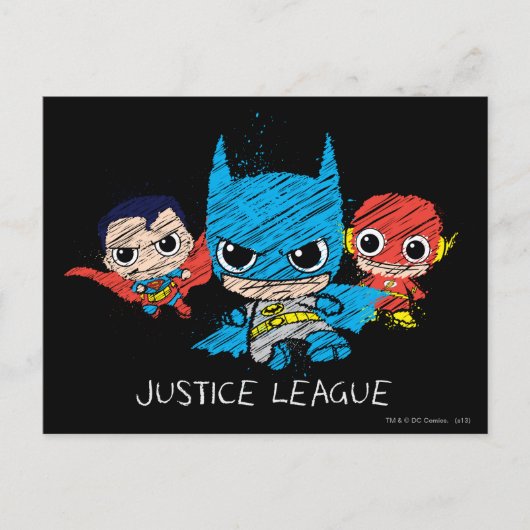 Carte Postale Croquis de la Mini Justice League (Devant)