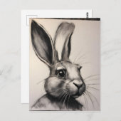 Carte Postale Croquis de lapin de charbon (Devant / Derrière)