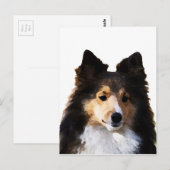 Carte Postale Croquis de peinture Sheltie Dog (Devant / Derrière)