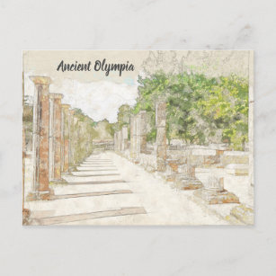 Carte Postale Croquis de ruines en Olympia antique, Elis, Grèce