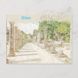Carte Postale Croquis de ruines en Olympia antique, Elis, Grèce