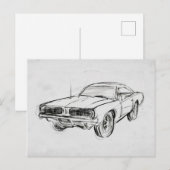 Carte Postale Croquis de voiture classique IV (Devant / Derrière)