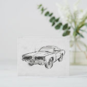 Carte Postale Croquis de voiture classique IV (Debout devant)