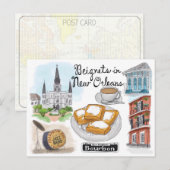 Carte postale Croquis de voyage : Beignets à la No (Devant / Derrière)
