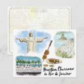 Carte postale Croquis de voyage : Churrasco - Rio (Devant / Derrière)