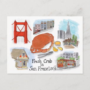 Carte postale Croquis de voyage : Crabe à San Fran