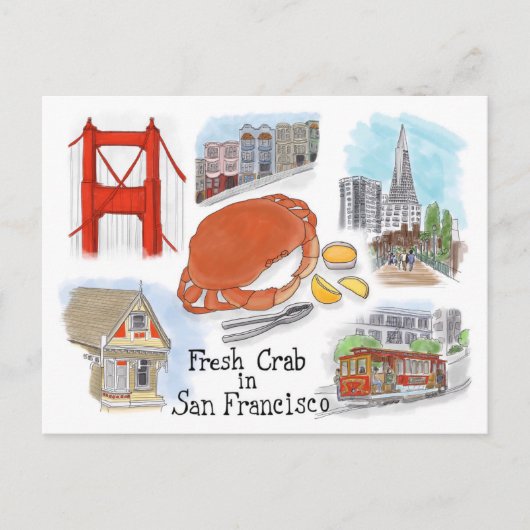 Carte postale Croquis de voyage : Crabe à San Fran (Devant)