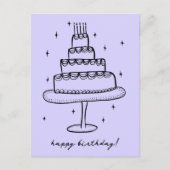 Carte Postale Croquis Fantaisiste de Gâteau d'Anniversaire Doodl (Devant)