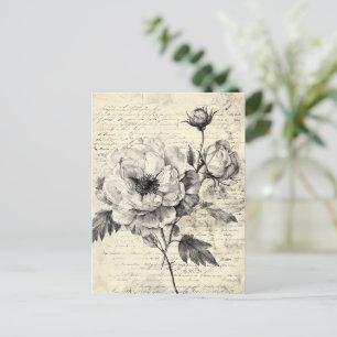 Carte Postale Croquis floral rustique avec calligraphie - âge (7