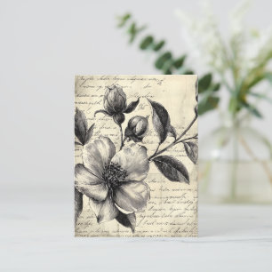 Carte Postale Croquis floral rustique avec calligraphie - âge (8