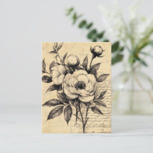 Carte Postale Croquis floral rustique avec calligraphie - âge (9