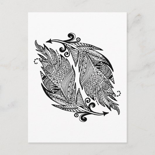 Carte Postale Croquis Inspiré Des Plumes (Devant)