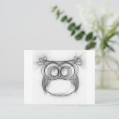 Carte Postale Croquis noir et blanc de hibou (Debout devant)