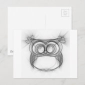 Carte Postale Croquis noir et blanc de hibou (Devant / Derrière)