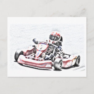 Carte Postale Croquis ombragé Kart Racer