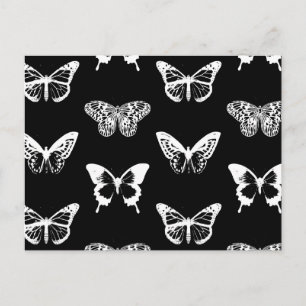 Carte Postale Croquis papillon, blanc et noir