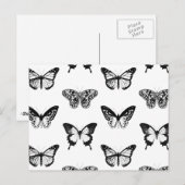 Carte Postale Croquis papillon, noir et blanc (Devant / Derrière)
