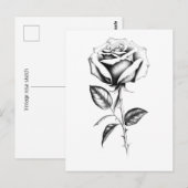 Carte Postale croquis rose vintage (Devant / Derrière)