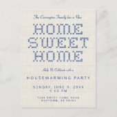 Carte Postale Cross-Stitch Home Sweet Home Bleu Ménage (Devant)