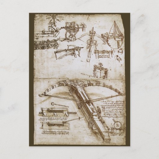 Carte Postale Crossbow Arme géante de Léonard de Vinci (Devant)