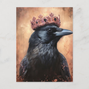 Carte Postale Crow à conte de verdure dans une couronne