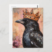 Carte Postale Crow dans une couronne d'or (Devant / Derrière)