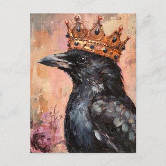 Carte Postale Crow dans une couronne d'or (Devant)