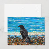 Carte Postale Crow on the Beach 2 Peinture (Devant / Derrière)