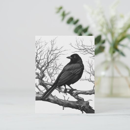 Carte Postale Crow Perched on Bare Winter Branches (Debout devant)