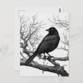 Carte Postale Crow Perched on Bare Winter Branches (Devant / Derrière)